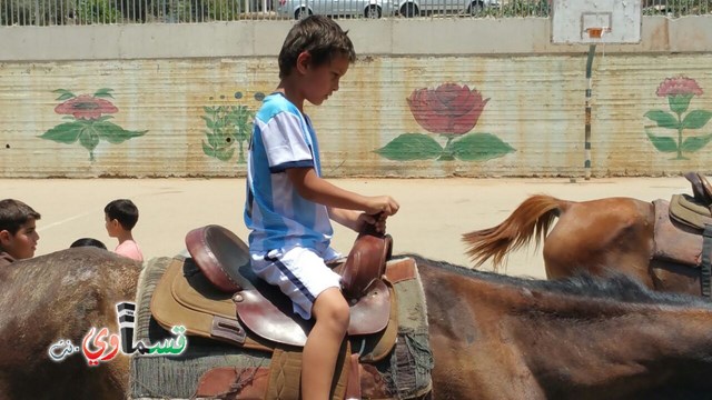 كفرقاسم - فيديو  : تعليم هواية ركوب الخيل في مدرسة جنة ابن رشد في اليوم الرابع لصيف الصادقة 